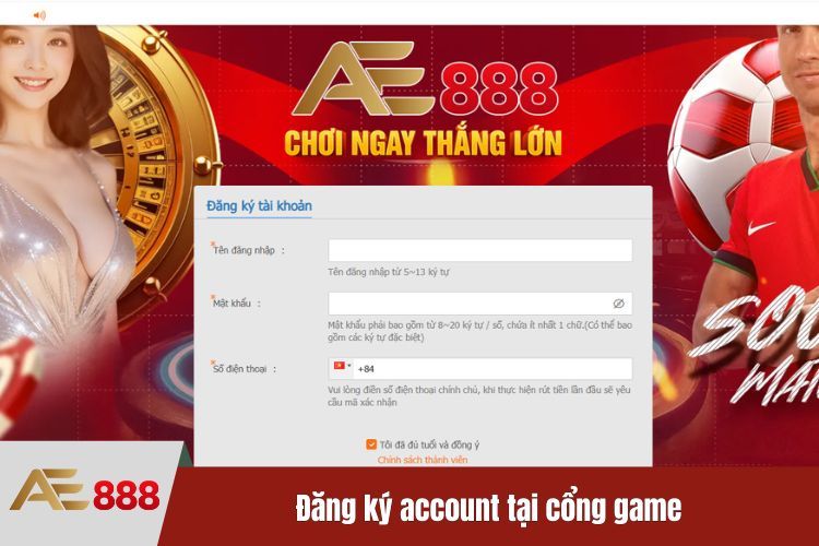 Đăng ký account tại cổng game